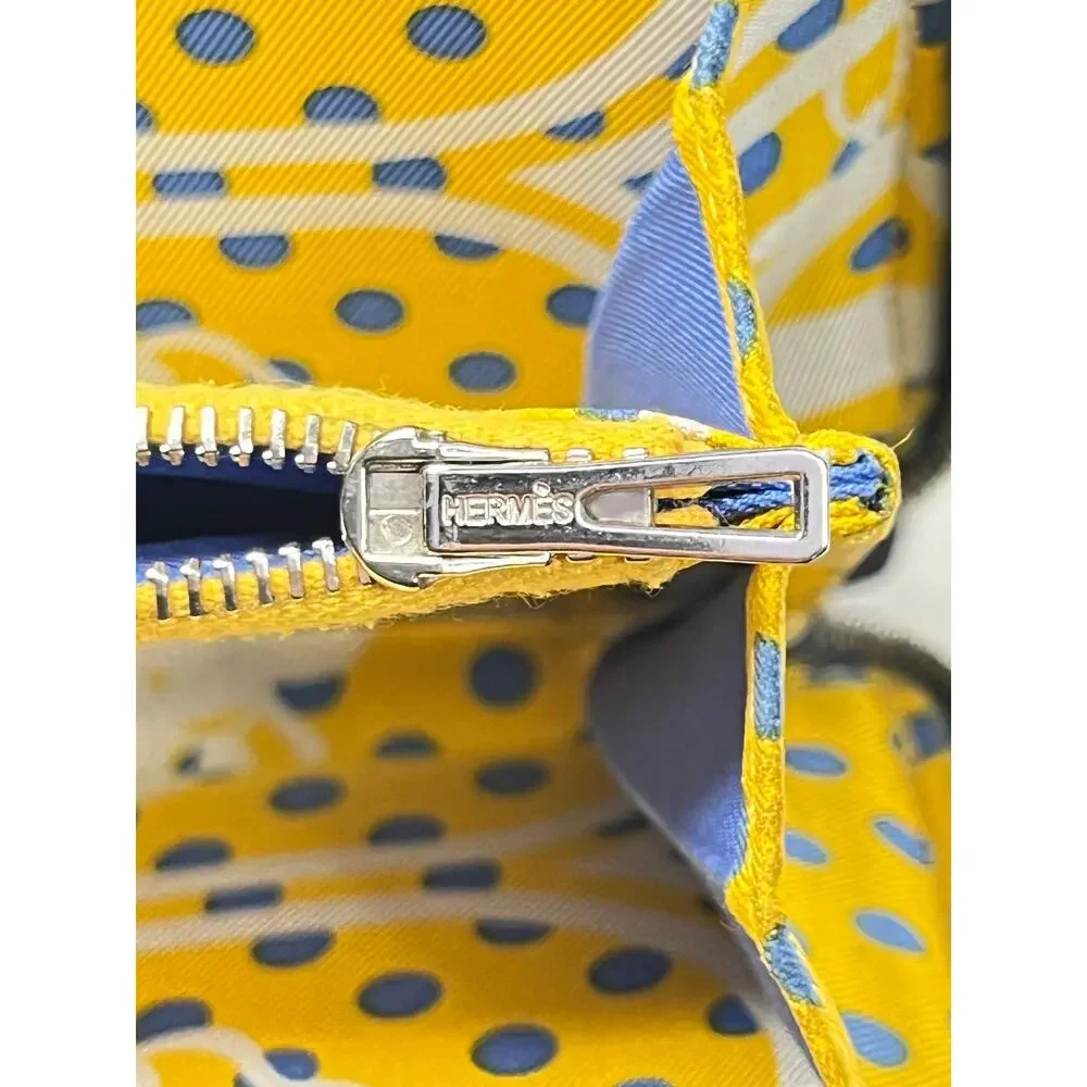 Hermès Blue Epsom Leather Silk In Long Zip Wallet Yellow Interior - Picture 5 of 16